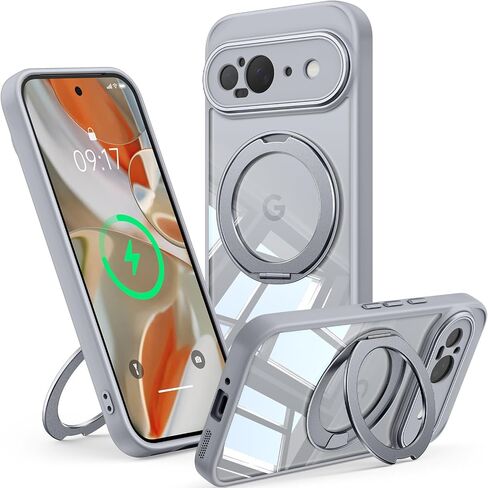 【360°Spin Magnetic Stand】 Case for Galaxy Z Flip 6/5 【Fit for MagSafe & Pixelsnap】 Cover with Ring Holder 【No-Yellow Crystal Clear】 Camera Protection Phone Samsung Galaxy Z Flip 6/5 Case - Clear in Saudi Arabia