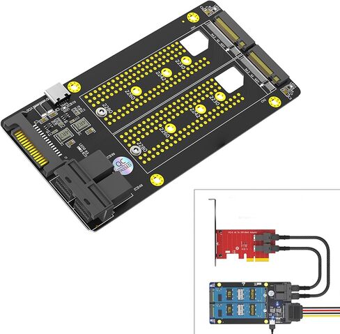 Double NVMe Disk to Two SFF 8643 Port Adapter Card for Disk Expansion Supports 2230/2242/2260/2280 Size in Kuwait