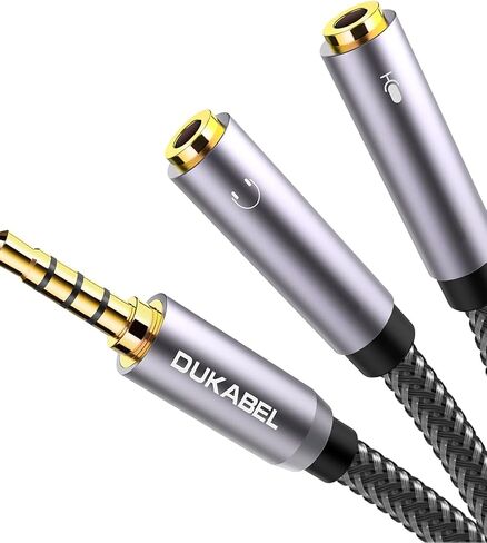محول مقسم سماعات DUKABEL، مقبس 3.5 مم منفصل لسماعات الرأس والميكروفون، كابل محول صوت كومبو 3.5 مم لسماعات ألعاب PS4 والكمبيوتر الشخصي وXbox One والكمبيوتر المحمول - <11 بوصة/30 سم> in Saudi Arabia