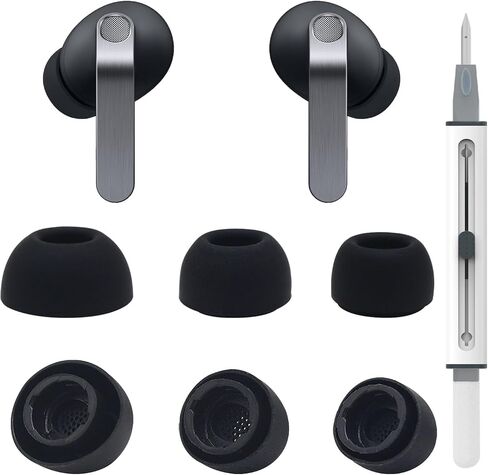 Replacement Eartips for Samsung Galaxy Buds 3 Pro/Galaxy Buds 4 Pro, 3 Pairs Silicone Earbuds Tips (S/M/L), Earbuds Earplug Replacement Accessories with Cleaning Kit-Black in Saudi Arabia