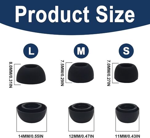 Replacement Eartips for Samsung Galaxy Buds 3 Pro/Galaxy Buds 4 Pro, 3 Pairs Silicone Earbuds Tips (S/M/L), Earbuds Earplug Replacement Accessories with Cleaning Kit-Black in Saudi Arabia