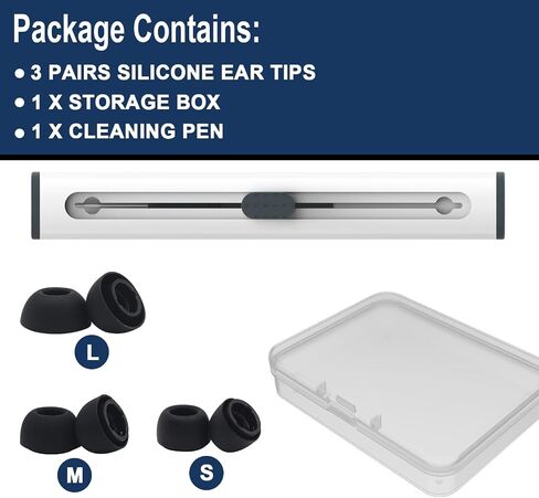 Replacement Eartips for Samsung Galaxy Buds 3 Pro/Galaxy Buds 4 Pro, 3 Pairs Silicone Earbuds Tips (S/M/L), Earbuds Earplug Replacement Accessories with Cleaning Kit-Black in Saudi Arabia