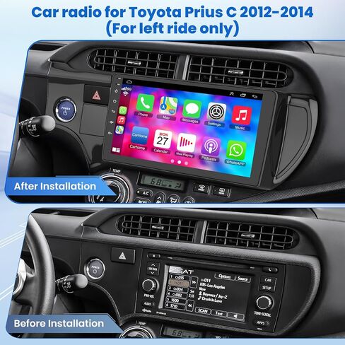 4G+64G Android 13 Wireless CarPlay Car Stereo Radio for Toyota Prius C 2012 2013 2014, 9'' HD Touch Screen Head Unit Compatible with Android Auto, Backup Camera, Mirror Link, GPS, WiFi, FM RDS in Saudi Arabia