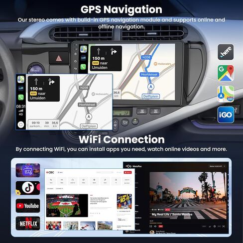 4G+64G Android 13 Wireless CarPlay Car Stereo Radio for Toyota Prius C 2012 2013 2014, 9'' HD Touch Screen Head Unit Compatible with Android Auto, Backup Camera, Mirror Link, GPS, WiFi, FM RDS in Saudi Arabia