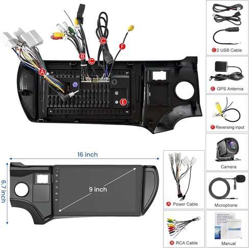 4G+64G Android 13 Wireless CarPlay Car Stereo Radio for Toyota Prius C 2012 2013 2014, 9'' HD Touch Screen Head Unit Compatible with Android Auto, Backup Camera, Mirror Link, GPS, WiFi, FM RDS in Saudi Arabia