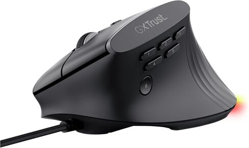 145 Rexxa Ergonomic Gaming Mouse with Adjustable RGB Lighting, 10 Programmable Buttons, 12.8k DPI, Vertical Wired Computer Mouse USB-A 1.7m, Thumb Rest, PC, Laptop, Windows, Mac - Black in Saudi Arabia