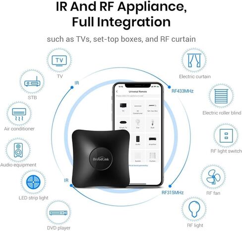 BroadLink RM4 Pro IR/RF Universal Remote with HTS2 Cable, All-in-One Hub, Code-Learning Wi-Fi Remote Control for TV, Air Conditioner, Curtain Motor, Works with Alexa, Google Home. (2.4GHz Wi-Fi Only) in Kuwait