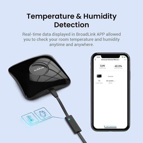 BroadLink RM4 Pro IR/RF Universal Remote with HTS2 Cable, All-in-One Hub, Code-Learning Wi-Fi Remote Control for TV, Air Conditioner, Curtain Motor, Works with Alexa, Google Home. (2.4GHz Wi-Fi Only) in Kuwait