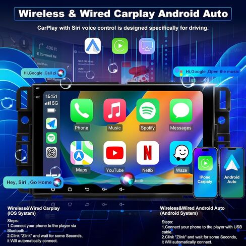 5GWiFi Upgrade Radio for Chevy Silverado 1500 GMC Sierra 1500 2007-2013, Yukon Tahoe 2007-2014, Acadia 2007-2012, Savana Hummer H2 Equinox 8inch Touch Screen Stereo, Carplay Android Auto GPS FM Camera in Saudi Arabia