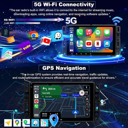 5GWiFi Upgrade Radio for Chevy Silverado 1500 GMC Sierra 1500 2007-2013, Yukon Tahoe 2007-2014, Acadia 2007-2012, Savana Hummer H2 Equinox 8inch Touch Screen Stereo, Carplay Android Auto GPS FM Camera in Saudi Arabia