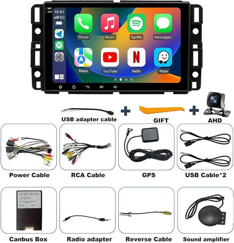 5GWiFi Upgrade Radio for Chevy Silverado 1500 GMC Sierra 1500 2007-2013, Yukon Tahoe 2007-2014, Acadia 2007-2012, Savana Hummer H2 Equinox 8inch Touch Screen Stereo, Carplay Android Auto GPS FM Camera in Saudi Arabia