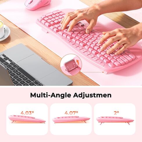 MEETION Pink Ergonomic Wireless Keyboard and Mouse with Wrist Rest in Kuwait