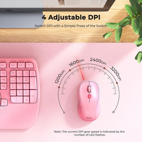 MEETION Pink Ergonomic Wireless Keyboard and Mouse with Wrist Rest in Kuwait