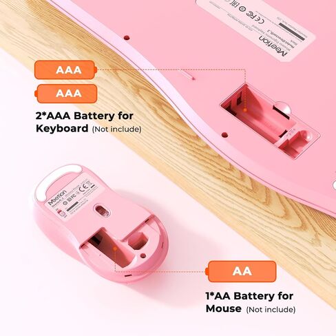 MEETION Pink Ergonomic Wireless Keyboard and Mouse with Wrist Rest in Kuwait