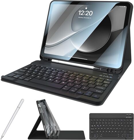 for iPad 10th Generation Case with Keyboard with Pencil Holder and Magnetic Disc Universal Stylus Pen 10.9 inch Wireless Detachable Folio Keyboard Cover for New iPad 10th Gen 2022 (Black) in Saudi Arabia