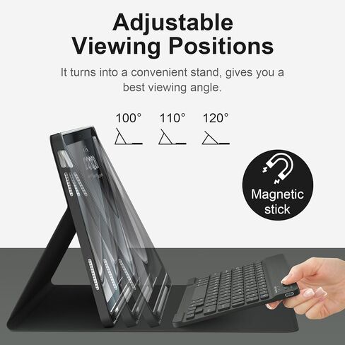 for iPad 10th Generation Case with Keyboard with Pencil Holder and Magnetic Disc Universal Stylus Pen 10.9 inch Wireless Detachable Folio Keyboard Cover for New iPad 10th Gen 2022 (Black) in Kuwait