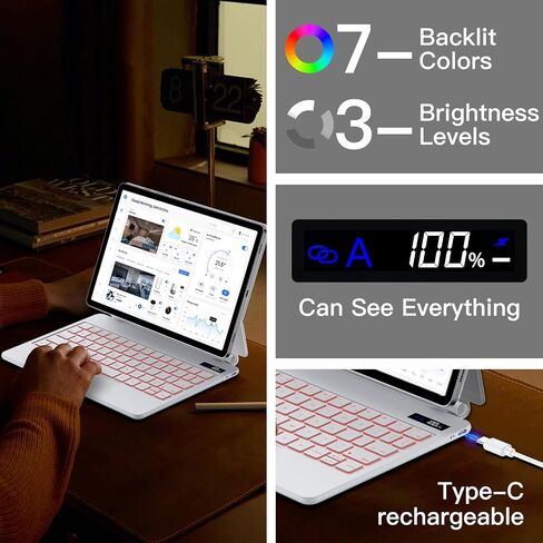 JUQITECH Magic Style Keyboard for Samsung Galaxy Tab 10.9-11" LED Display in Kuwait