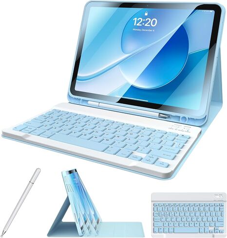 for iPad 10th Generation Case with Keyboard with Pencil Holder and Magnetic Disc Universal Stylus Pen 10.9 inch Wireless Detachable Folio Keyboard Cover for New iPad 10th Gen 2022 (Black) in Kuwait