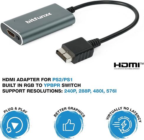 BITFUNX PS2/PS1 to HDMI™ Adapter, for PS2/PS1/PS ONE Console (4-in-1) in Kuwait