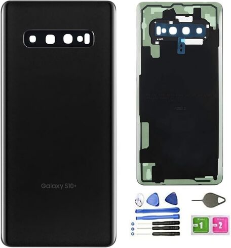 Galaxy S10 Plus Back Glass Cover Replacement Housing Door (Waterproof) with Camera Lens and Frame +Tape Parts for Samsung Galaxy S10 Plus S10+ SM-G975U/W/F/DS + Tools (Black) in Saudi Arabia