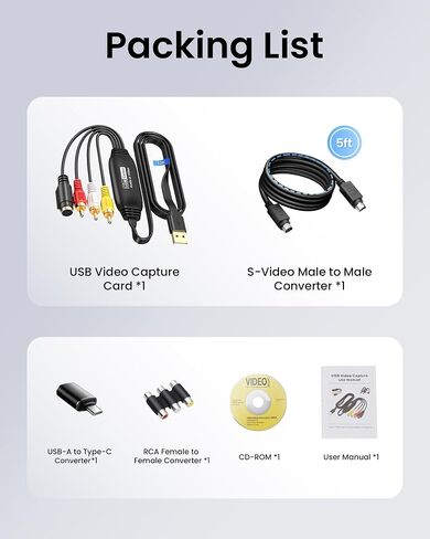 3.3 قدم VHS إلى محول رقمي، بطاقة فيديو Cpture من النوع C/USB 2.0 in Kuwait