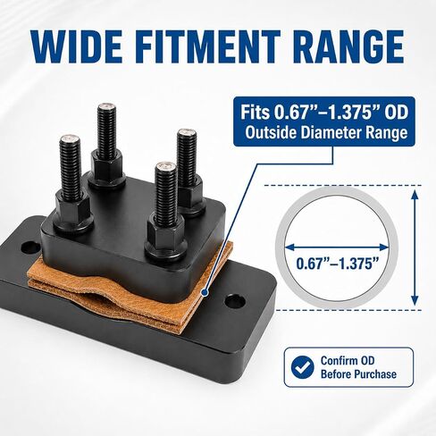 Heavy Duty Barrel Vise Tool, Aluminum Barrel Clamp with Leather Inserts, Non-Marring Bench Vise Clamp, Fits 0.67" to 1.375" Outside Diameter in Saudi Arabia