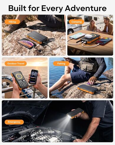 BigBlue Solar Power Bank سعة 20000 مللي أمبير في الساعة مع 4 كابلات مدمجة، 20 وات PD USB-C in Kuwait