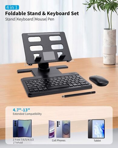 Desk Stand and Bluetooth Keyboard Combo for Samsung Galaxy Z Fold 8 Ultra with 6-in-1 Magnetic Charging Station for Samsung in Kuwait