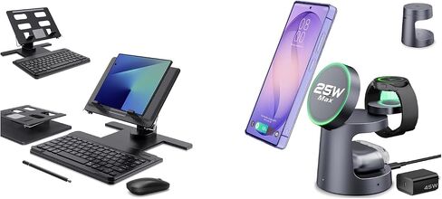 Desk Stand and Bluetooth Keyboard Combo for Samsung Galaxy Z Fold 8 Ultra and 3-in-1 Magnetic Wireless Charger for Samsung in Saudi Arabia