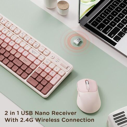 Wireless Keyboard and Mouse Combo, Full-Size USB Keyboard with Back Stand, 2.4GHz Wireless for Desktop, Laptop and Computer in Kuwait