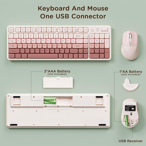 Wireless Keyboard and Mouse Combo, Full-Size USB Keyboard with Back Stand, 2.4GHz Wireless for Desktop, Laptop and Computer in Kuwait