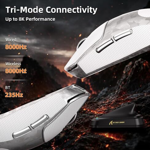 ATTACK SHARK X68 HE & RS3 Ultra Gaming Keyboard and Mouse Combo: 8K Rapid Trigger Keyboard, 63g Lightweight Wireless Mouse with PAW3955MAX, 20000 FPS, 52K DPI, RGB Coiled Cable, CM02 SE Mouse Pad in Kuwait