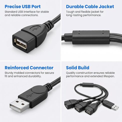 USB Splitter 1 in 3 Out, USB a Splitter Adapter 1ft Male to 3 Female Hub in Saudi Arabia
