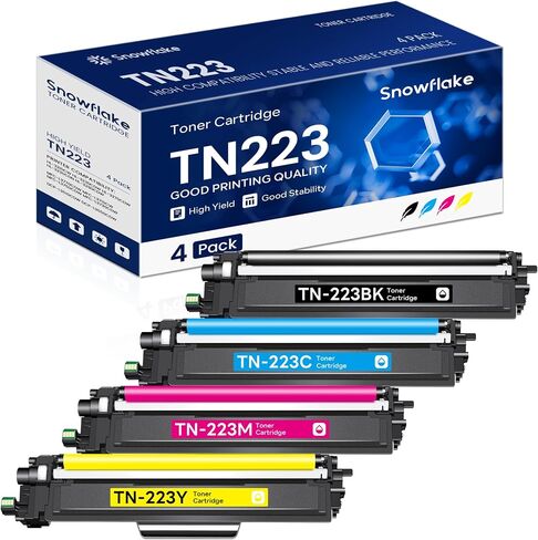 TN-223 TN223 BK/C/M/Y Toner Cartridge 4 Pack Compatible TN223 Black Cyan Magenta Yellow Toner Cartridges Set Replacement for Brother TN223 TN-223 MFC-L3710CW MFC-L3770CDW MFC-L3750CDW in Saudi Arabia