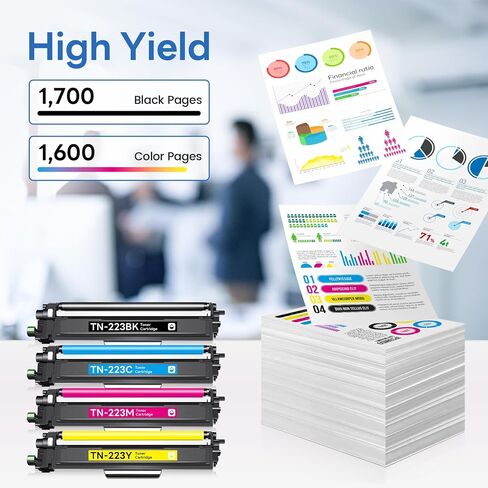 TN-223 TN223 BK/C/M/Y Toner Cartridge 4 Pack Compatible TN223 Black Cyan Magenta Yellow Toner Cartridges Set Replacement for Brother TN223 TN-223 MFC-L3710CW MFC-L3770CDW MFC-L3750CDW in Saudi Arabia