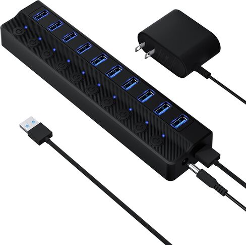 موزع USB 3.0 يعمل بالطاقة من ONFINIO، موزع USB ذو 10 منافذ in Kuwait