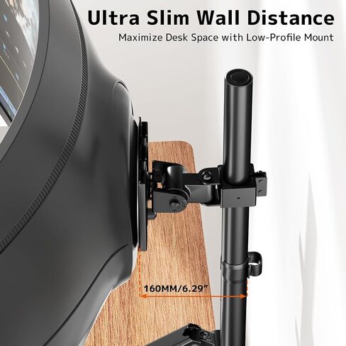 Triple Monitor Mount up to 49 inches, Fully Adjustable Heavy Duty 3 Monitor Arm with Gas Spring, Desk Mount for 3 Screens, C-Clamp & Grommet Base, Holds 44 lbs, Black in Saudi Arabia