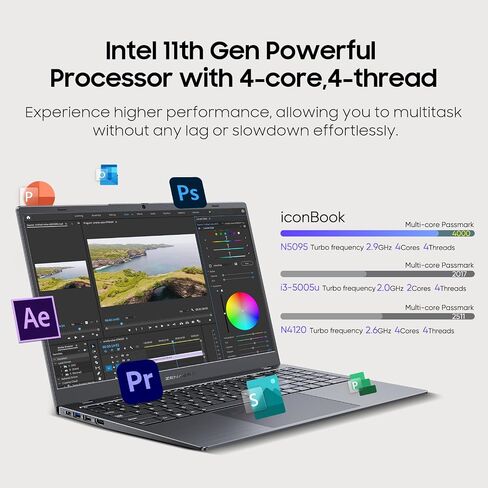 كمبيوتر محمول 15.6 بوصة، ذاكرة الوصول العشوائي 16 جيجابايت، 512 جيجابايت NVMe SSD، Intel Jasper Lake N5095 (4C4T، حتى 2.9 جيجا هرتز) كمبيوتر محمول خفيف ورقيق مع شاشة FHD IPS in Kuwait