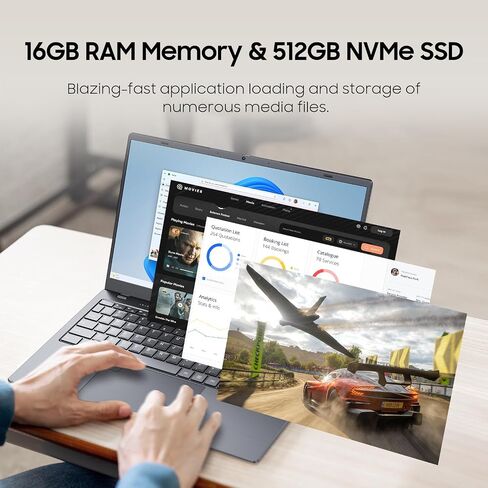 كمبيوتر محمول 15.6 بوصة، ذاكرة الوصول العشوائي 16 جيجابايت، 512 جيجابايت NVMe SSD، Intel Jasper Lake N5095 (4C4T، حتى 2.9 جيجا هرتز) كمبيوتر محمول خفيف ورقيق مع شاشة FHD IPS in Kuwait