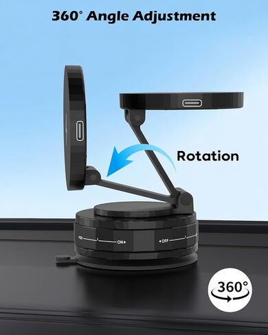 15W Magnetic Wireless Car Charger ,Mag Safe Car Mount Charger Fast Magnet iPhone Charging 360°Adjustable Phone Holder with Stronger Magnetic & Suction Car Phone Mount for iPhone 17 Pro Max 16 15 14 13 in Saudi Arabia