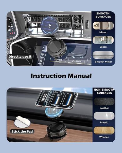 15W Magnetic Wireless Car Charger ,Mag Safe Car Mount Charger Fast Magnet iPhone Charging 360°Adjustable Phone Holder with Stronger Magnetic & Suction Car Phone Mount for iPhone 17 Pro Max 16 15 14 13 in Saudi Arabia