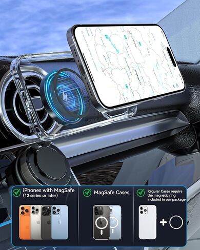 15W Magnetic Wireless Car Charger ,Mag Safe Car Mount Charger Fast Magnet iPhone Charging 360°Adjustable Phone Holder with Stronger Magnetic & Suction Car Phone Mount for iPhone 17 Pro Max 16 15 14 13 in Saudi Arabia