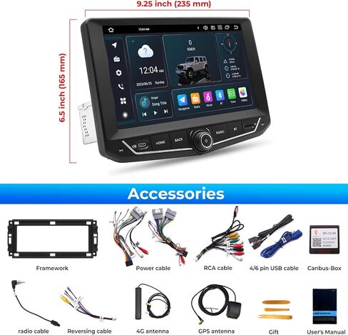9" Android 14 Car Radio Stereo for Jeep Wrangler JL & Gladiator Pickups JT 2018 2019 2020 2021 2022 |Octa-Core 4+64GB| GPS Navigation|CarPlay & Android Auto|4G LTE/5G WiFi|1280x720P IPS QLED Screen in Saudi Arabia