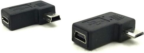 Micro USB to Mini USB Combo Adapter Right Angle 90 Degree 1 pc Mini USB Male to Micro USB Female Adapter + 1 pc Mini USB Female in Saudi Arabia