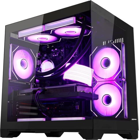 Panorama Gaming PC Desktop - AMD Ryzen 7 5700X 8-Core 3.4 GHz - GeForce RTX 5060 Ti 8G -32GB DDR4 RAM - 1TB PCIe SSD - Software Controlled ARGB Fans, Win 11 Desktop Computer - Black in Saudi Arabia