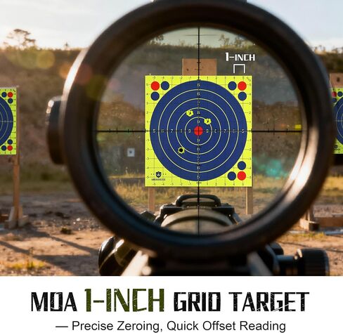 Kinghardcase 12×12 Inch Splatter Shooting Targets, Bright Yellow Paper Targets with 1-Inch MOA Grid, High-Visibility Reactive Ink, Patch & Reuse, for Handguns, Rifles & BB Guns in Kuwait