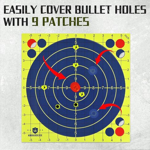 Kinghardcase 12×12 Inch Splatter Shooting Targets, Bright Yellow Paper Targets with 1-Inch MOA Grid, High-Visibility Reactive Ink, Patch & Reuse, for Handguns, Rifles & BB Guns in Kuwait