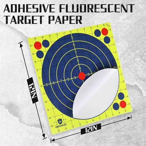 Kinghardcase 12×12 Inch Splatter Shooting Targets, Bright Yellow Paper Targets with 1-Inch MOA Grid, High-Visibility Reactive Ink, Patch & Reuse, for Handguns, Rifles & BB Guns in Kuwait