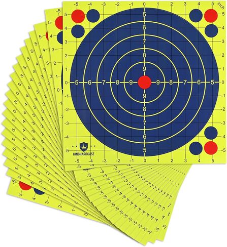 Kinghardcase 12×12 Inch Splatter Shooting Targets, Bright Yellow Paper Targets with 1-Inch MOA Grid, High-Visibility Reactive Ink, Patch & Reuse, for Handguns, Rifles & BB Guns in Kuwait