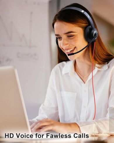 USB 3.5mm Wired Headset with Noise Cancelling Microphone for PS5 Laptop Computer On-Ear Wired Office Call Center Headset Black in Saudi Arabia